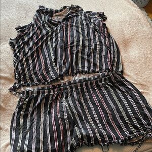 Striped Black and White Two-Piece Set 3X